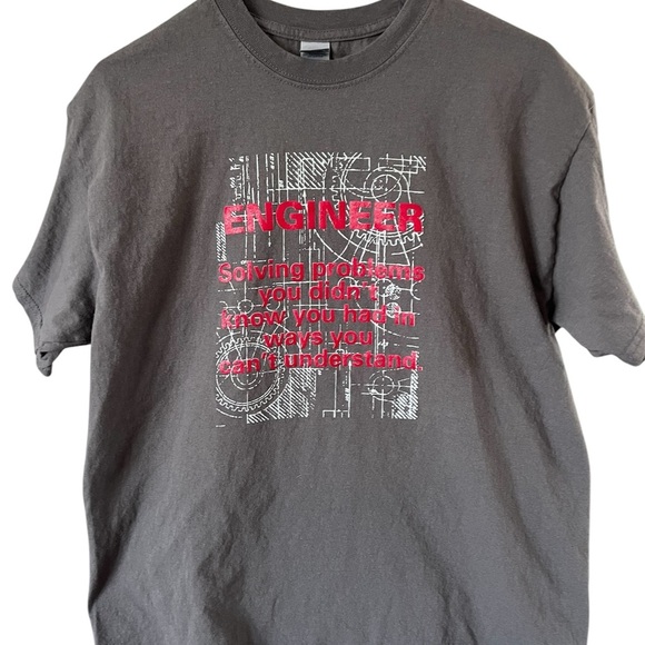 Gray T-Shirt with Engineer Graphic - Picture 1 of 3